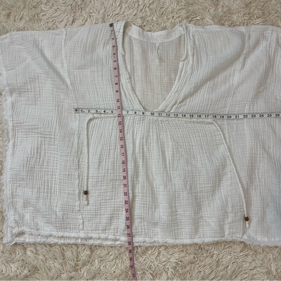 Anthropologie beach cover up front tie v neck tunic white cotton gauze SZ XXS - Picture 6 of 8